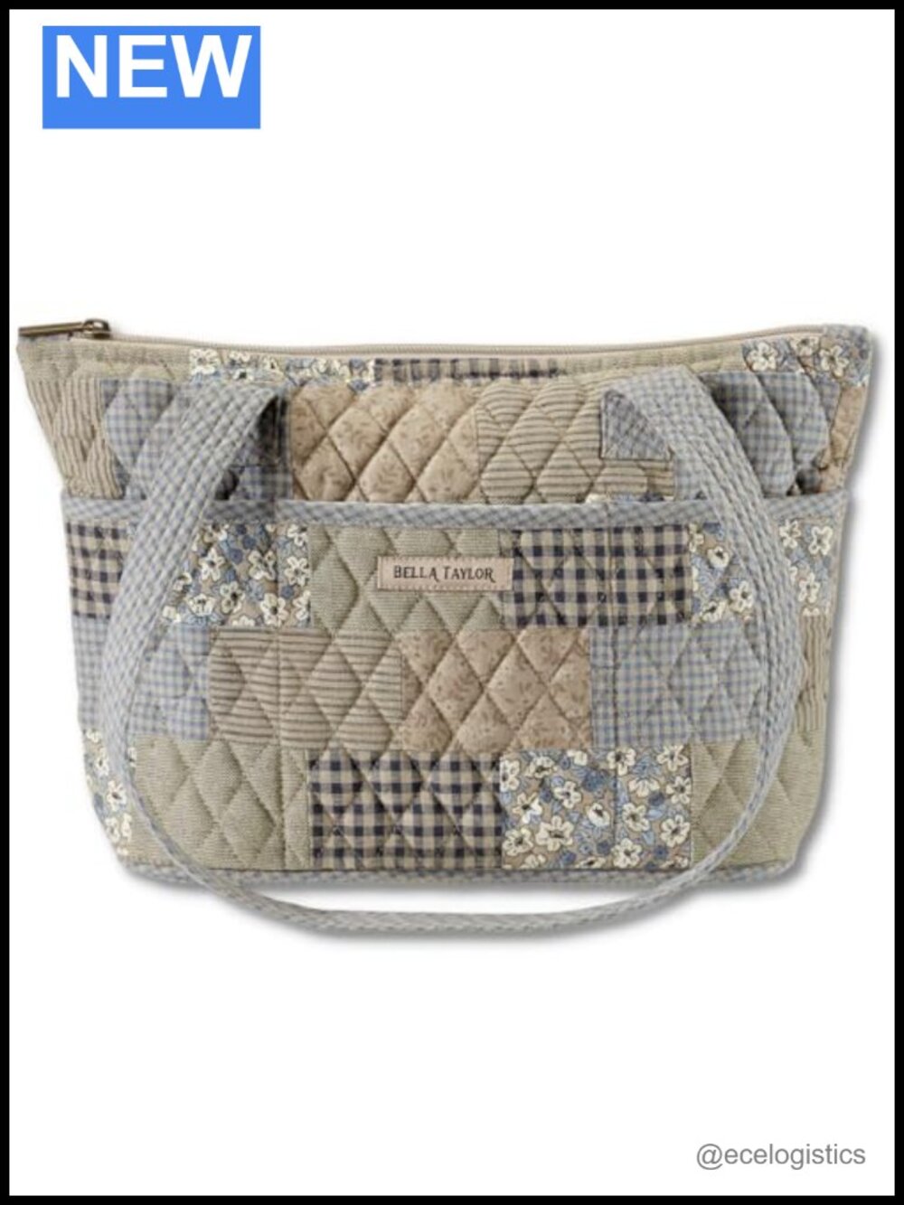 Bella Taylor Small Tote - Quilted Patchwork Shoulder Bag, 10 Pockets, Machine